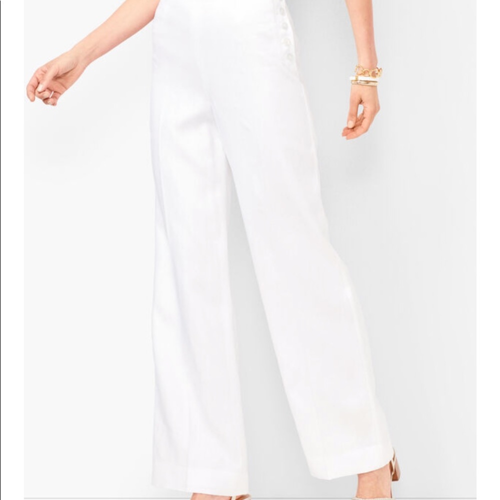 TALBOTS LINEN PALAZZO PANTS - LINED WHITE